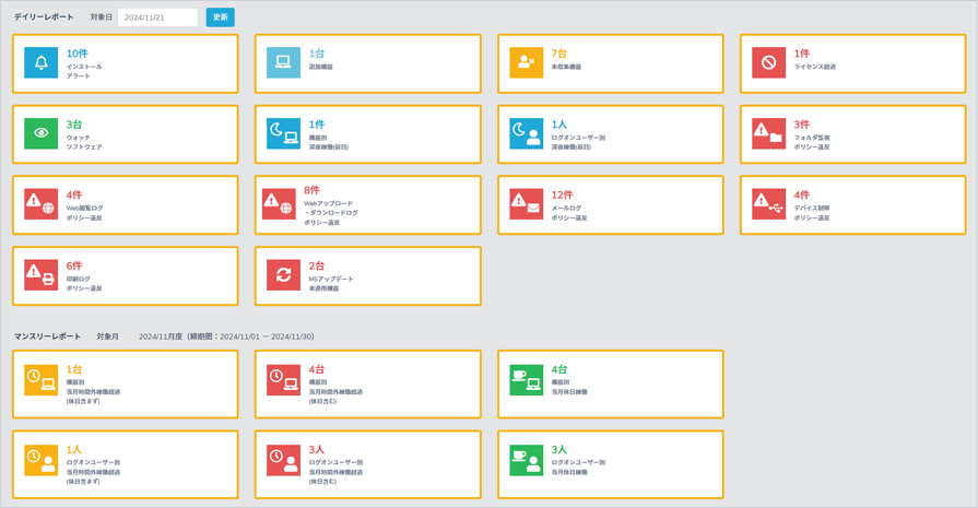 毎日の管理業務を効率化できるダッシュボード機能