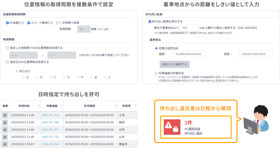 持ち出し制限ポリシー設定画面