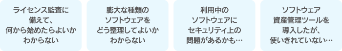 ライセンス監査をはじめるにあたっての課題のイメージ